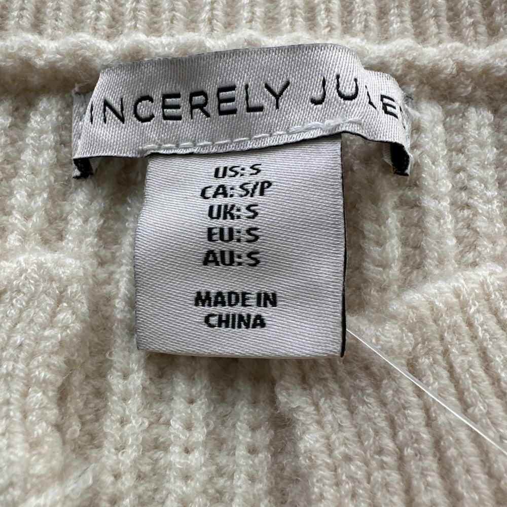 NWT Sincerely Jules Cream Cable Knit Floral Embroidered Tie-Front Vest Sweater S - Picture 7 of 12